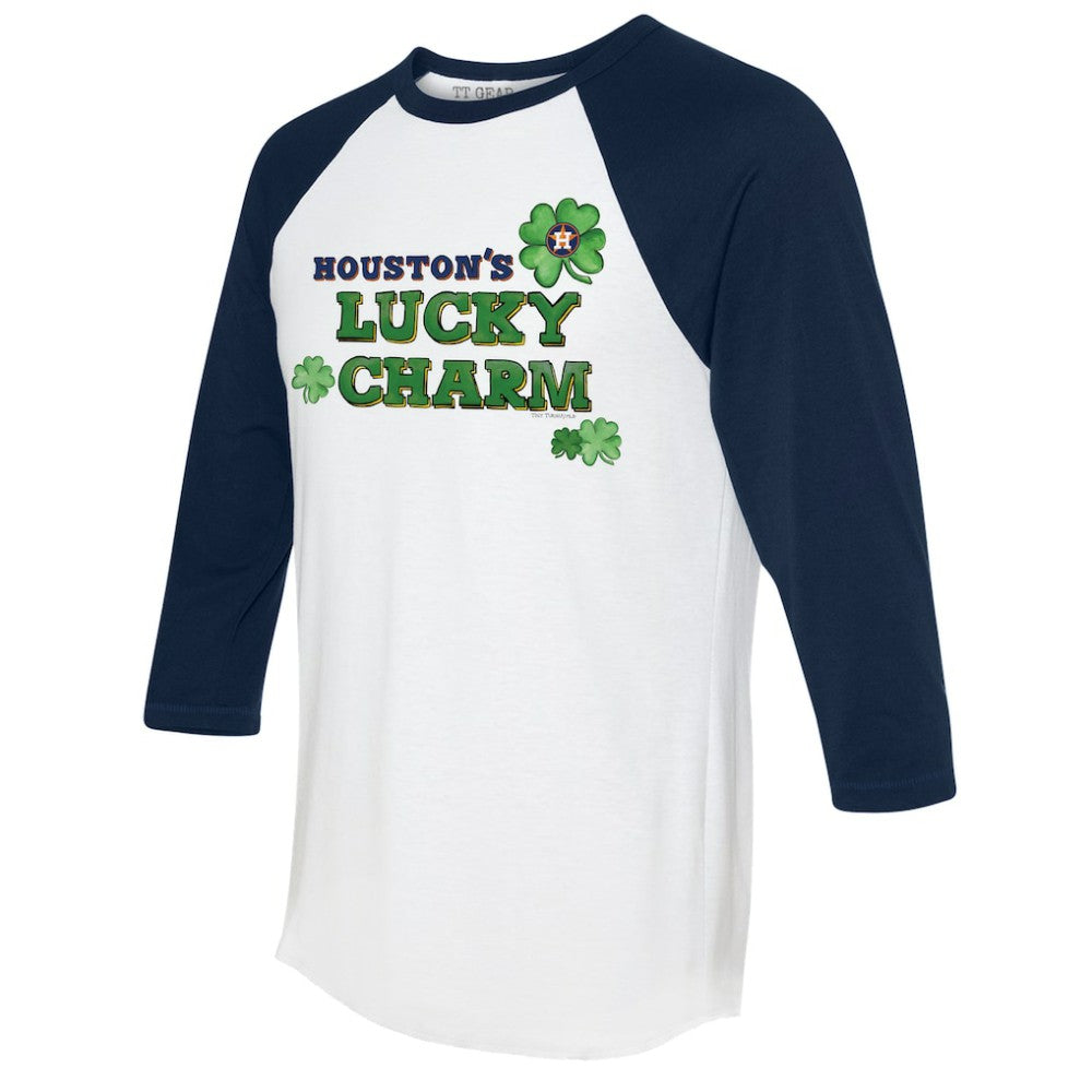 Houston Astros Tiny Turnip Women's Lucky Charm 3/4-Sleeve Raglan T-Shirt - White/Navy - MLB on Sale
