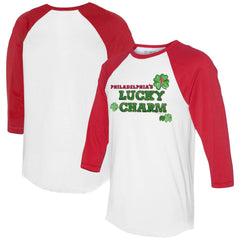 Philadelphia Phillies Tiny Turnip Women's Lucky Charm 3/4-Sleeve Raglan T-Shirt - White/Red - MLB Online