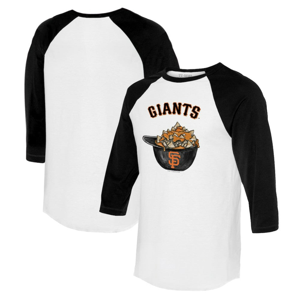 San Francisco Giants Tiny Turnip Women's Nacho Helmet 3/4-Sleeve Raglan T-Shirt - White/Black - MLB on Sale