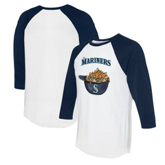 Seattle Mariners Tiny Turnip Women's Nacho Helmet 3/4-Sleeve Raglan T-Shirt - White/Navy - MLB Online