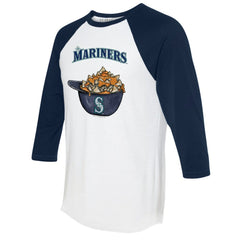 Seattle Mariners Tiny Turnip Women's Nacho Helmet 3/4-Sleeve Raglan T-Shirt - White/Navy - MLB Online