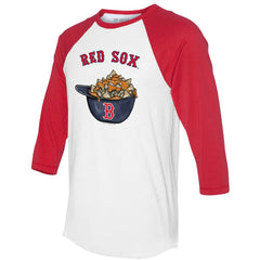 Boston Red Sox Tiny Turnip Women's Nacho Helmet 3/4-Sleeve Raglan T-Shirt - White/Red - MLB Sale