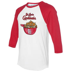 St. Louis Cardinals Tiny Turnip Women's Nacho Helmet 3/4-Sleeve Raglan T-Shirt - White/Red - MLB Sale