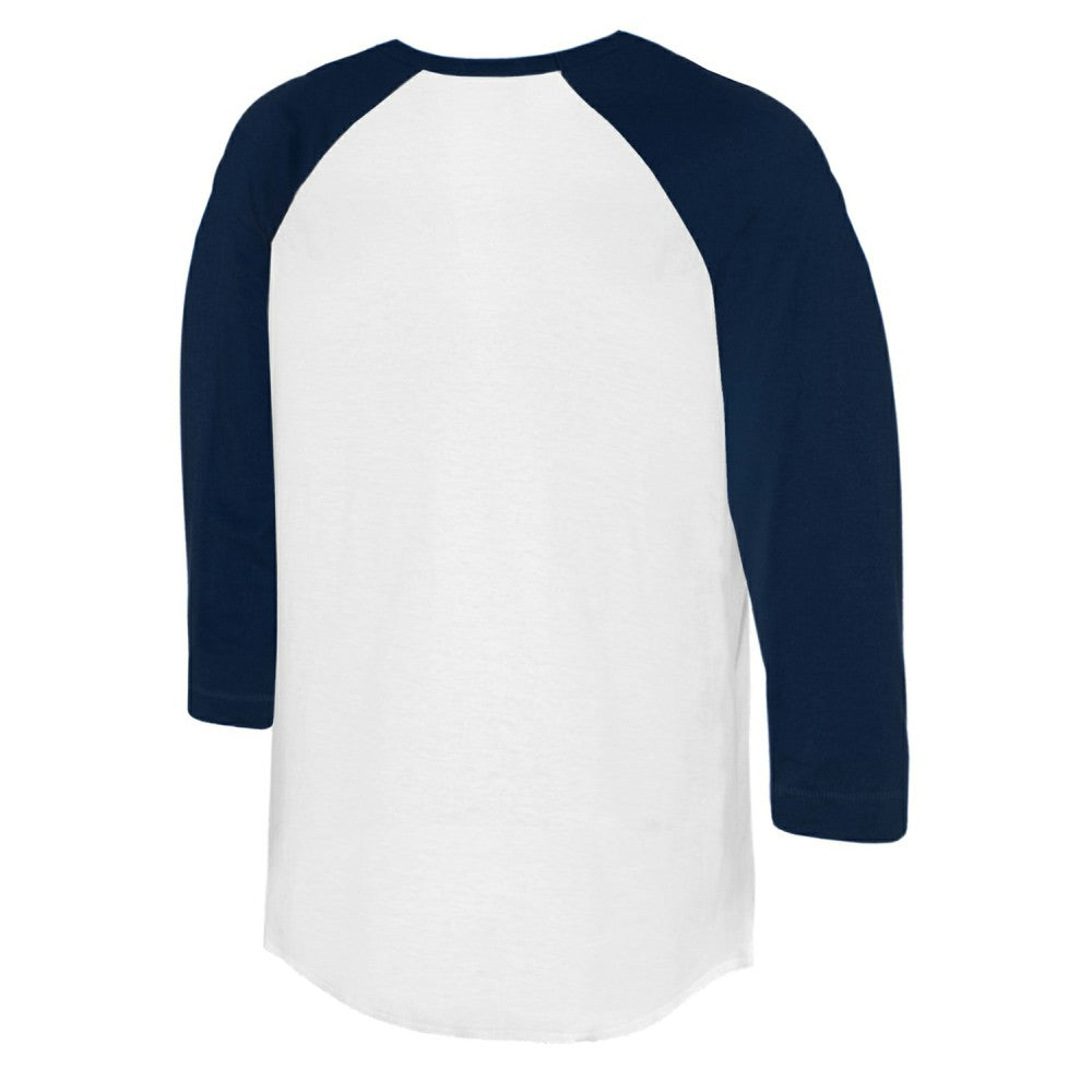 Milwaukee Brewers Tiny Turnip Women's Peace Love Baseball 3/4-Sleeve Raglan T-Shirt - White/Navy - MLB on Sale
