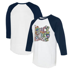 Minnesota Twins Tiny Turnip Women's Peace Love Baseball 3/4-Sleeve Raglan T-Shirt - White/Navy - MLB on Sale
