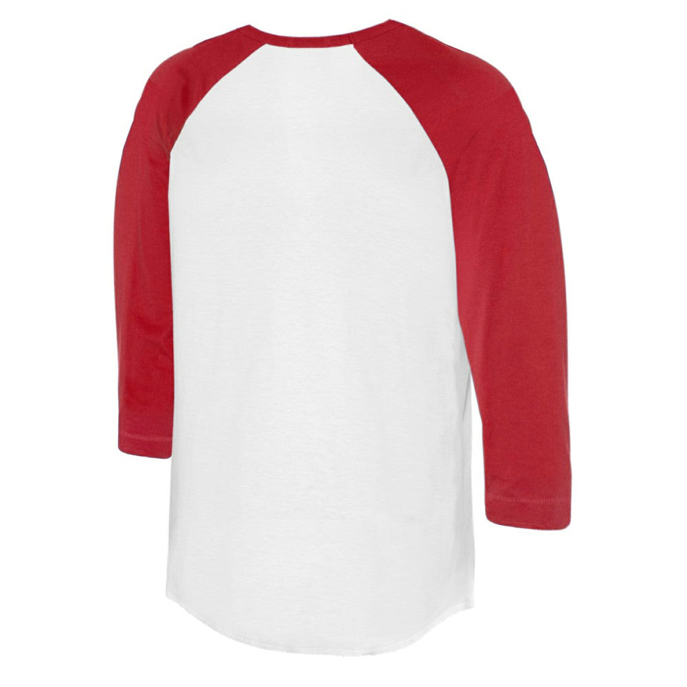 Los Angeles Angels Tiny Turnip Women's Peace Love Baseball 3/4-Sleeve Raglan T-Shirt - White/Red - MLB Lifestyle