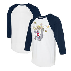 Cleveland Guardians Tiny Turnip Women's Popcorn 3/4-Sleeve Raglan T-Shirt - White/Navy - MLB on Sale