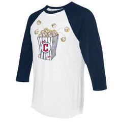 Cleveland Guardians Tiny Turnip Women's Popcorn 3/4-Sleeve Raglan T-Shirt - White/Navy - MLB on Sale