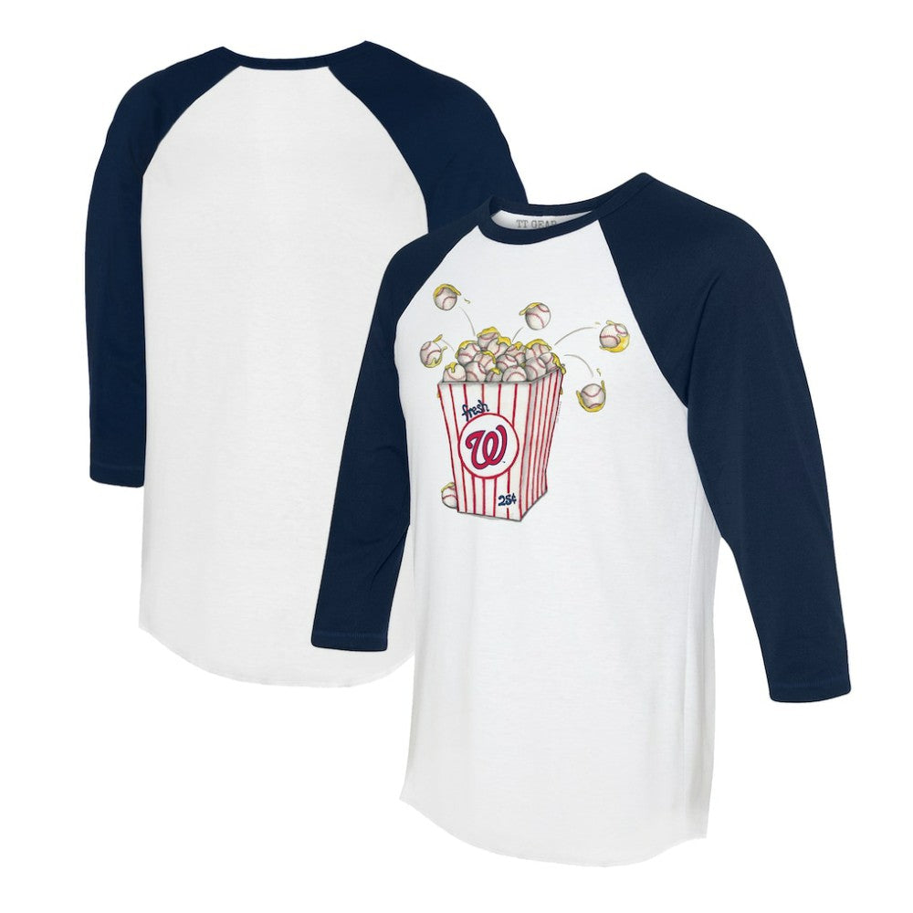 Washington Nationals Tiny Turnip Women's Popcorn 3/4-Sleeve Raglan T-Shirt - White/Navy - MLB Sale