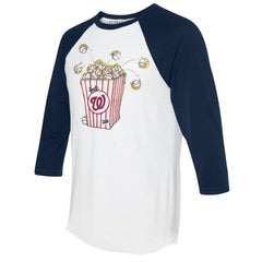 Washington Nationals Tiny Turnip Women's Popcorn 3/4-Sleeve Raglan T-Shirt - White/Navy - MLB Sale