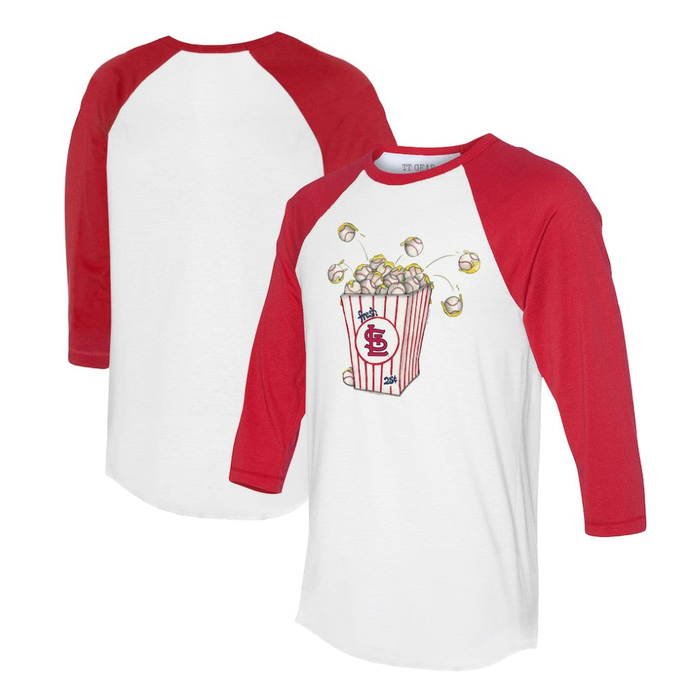 St. Louis Cardinals Tiny Turnip Women's Popcorn 3/4-Sleeve Raglan T-Shirt - White/Red - MLB Discount