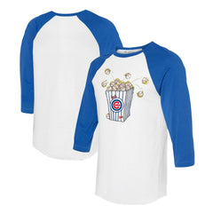 Chicago Cubs Tiny Turnip Women's Popcorn 3/4-Sleeve Raglan T-Shirt - White/Royal - MLB Online
