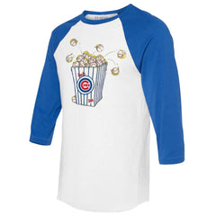Chicago Cubs Tiny Turnip Women's Popcorn 3/4-Sleeve Raglan T-Shirt - White/Royal - MLB Online