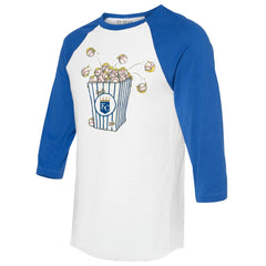 Kansas City Royals Tiny Turnip Women's Popcorn 3/4-Sleeve Raglan T-Shirt - White/Royal - MLB on Sale