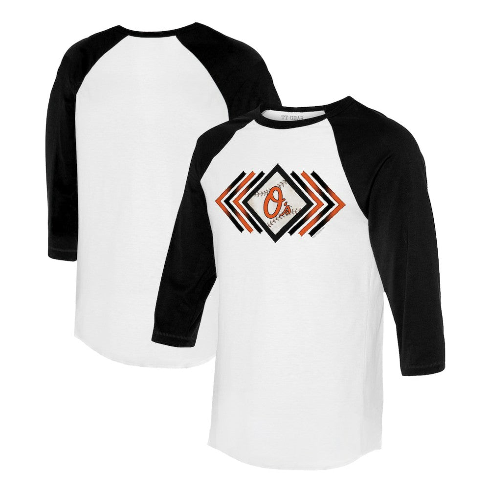 Baltimore Orioles Tiny Turnip Women's Prism Arrows 3/4-Sleeve Raglan T-Shirt - White - MLB Discount
