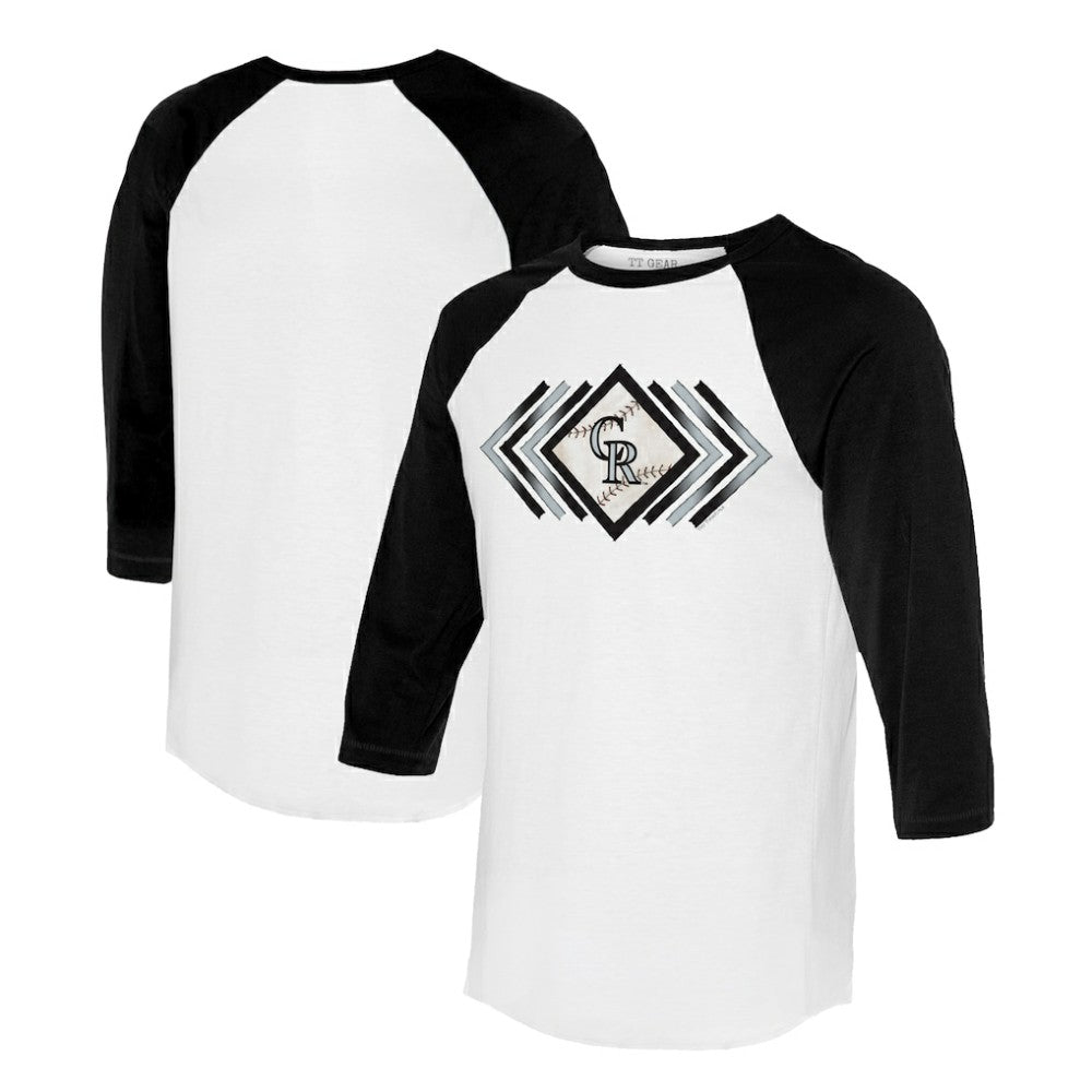 Colorado Rockies Tiny Turnip Women's Prism Arrows 3/4-Sleeve Raglan T-Shirt - White - MLB Discount