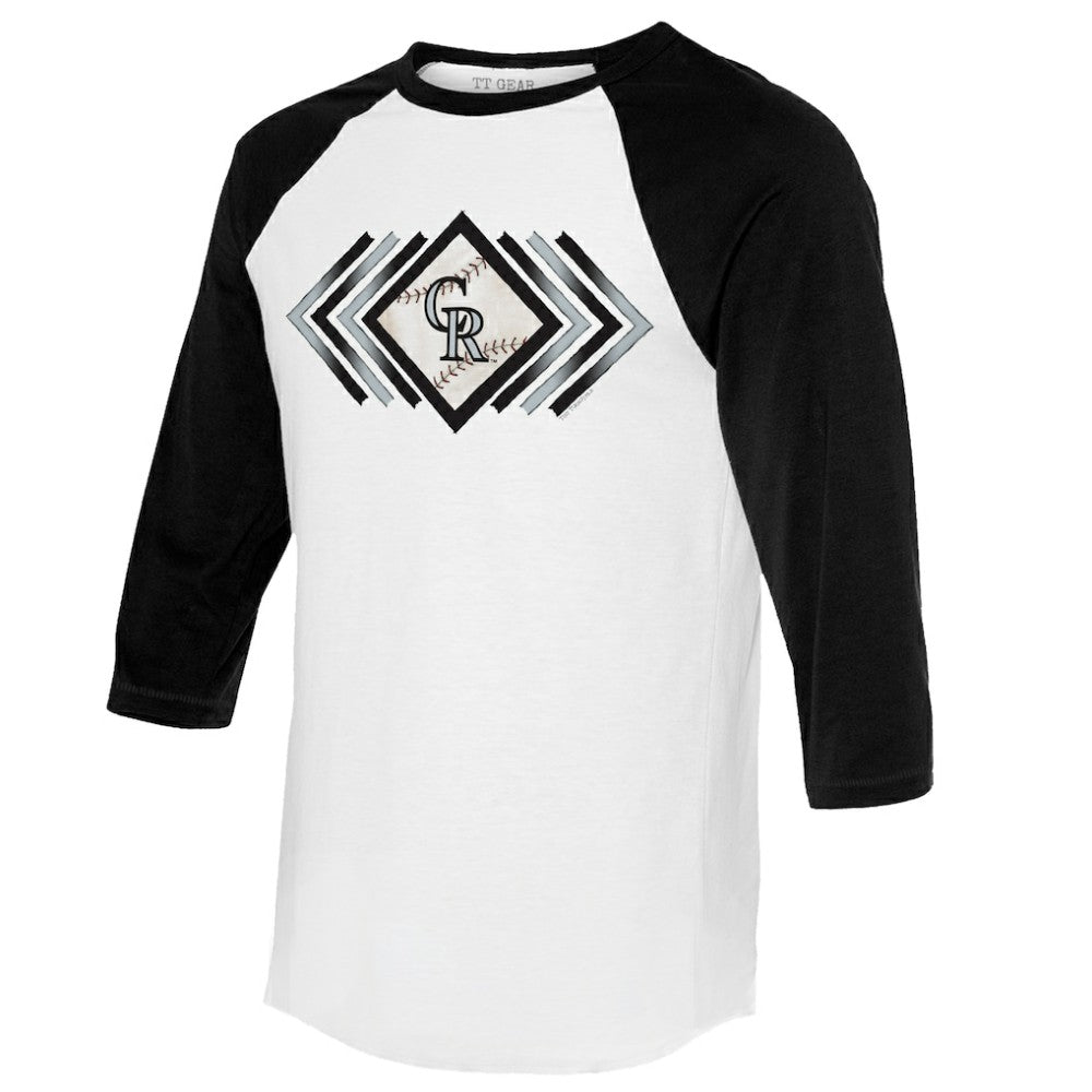 Colorado Rockies Tiny Turnip Women's Prism Arrows 3/4-Sleeve Raglan T-Shirt - White - MLB Discount