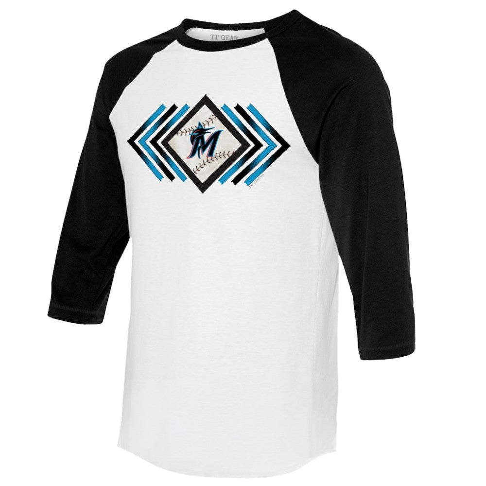 Miami Marlins Tiny Turnip Women's Prism Arrows 3/4-Sleeve Raglan T-Shirt - White - MLB Discount