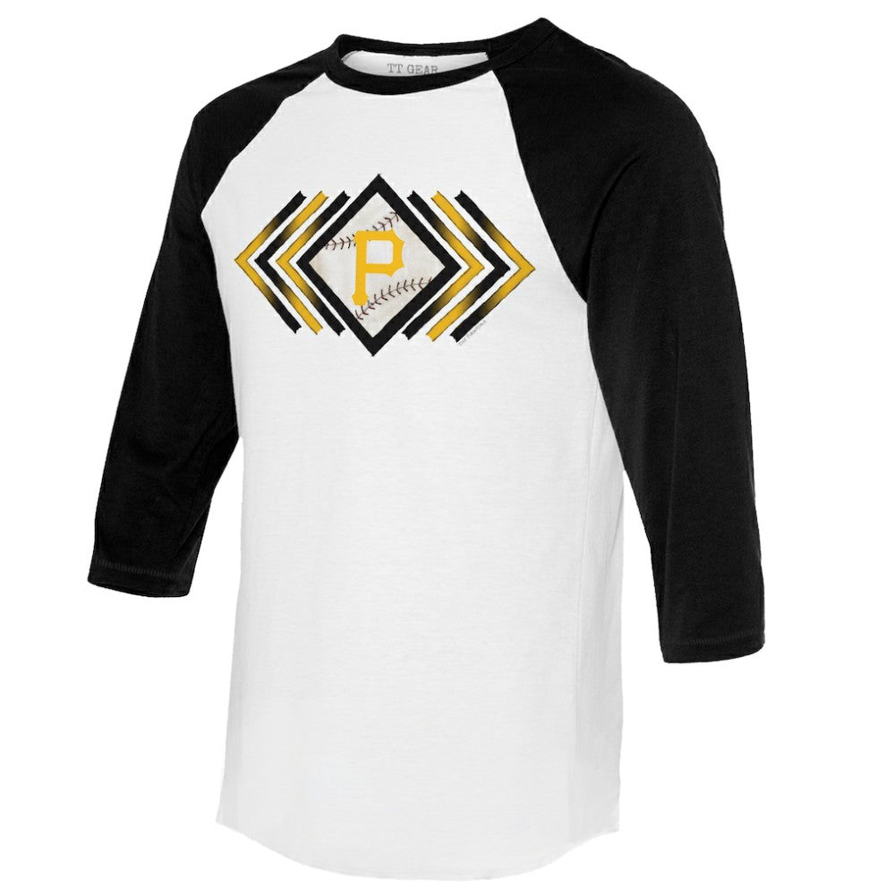 Pittsburgh Pirates Tiny Turnip Women's Prism Arrows 3/4-Sleeve Raglan T-Shirt - White - MLB Sale