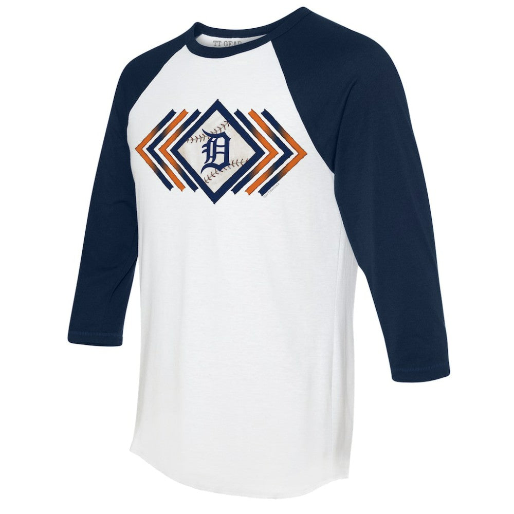 Detroit Tigers Tiny Turnip Women's Prism Arrows 3/4-Sleeve Raglan T-Shirt - White - MLB on Sale