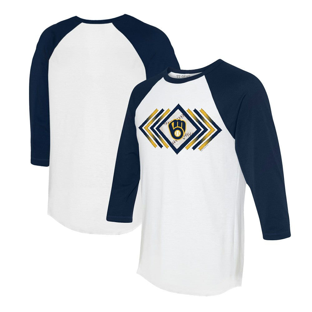 Milwaukee Brewers Tiny Turnip Women's Prism Arrows 3/4-Sleeve Raglan T-Shirt - White - MLB Online