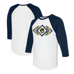 Milwaukee Brewers Tiny Turnip Women's Prism Arrows 3/4-Sleeve Raglan T-Shirt - White - MLB Online