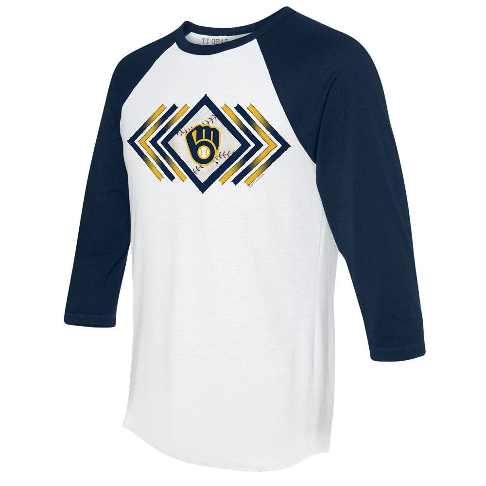 Milwaukee Brewers Tiny Turnip Women's Prism Arrows 3/4-Sleeve Raglan T-Shirt - White - MLB Online