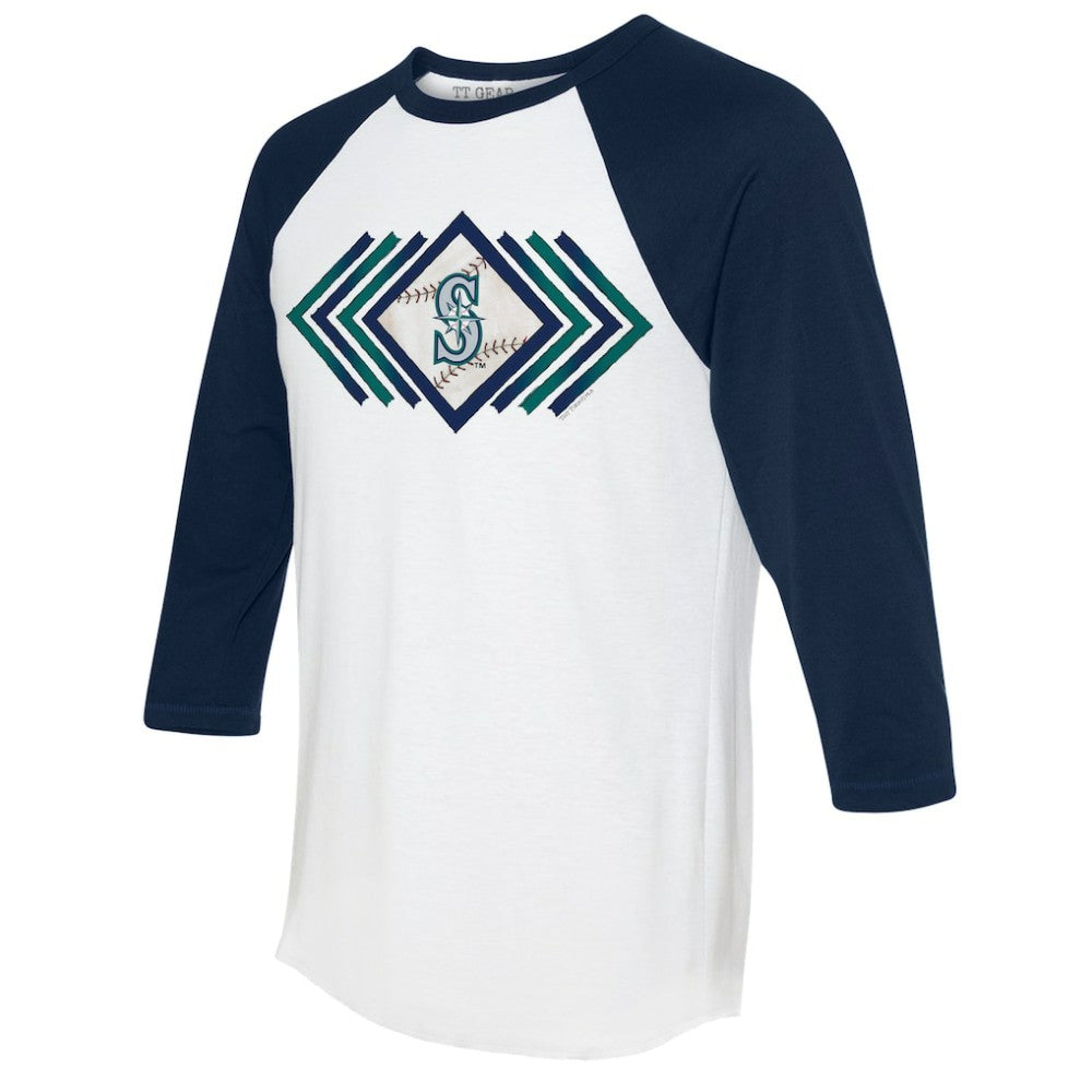 Seattle Mariners Tiny Turnip Women's Prism Arrows 3/4-Sleeve Raglan T-Shirt - White - MLB Online
