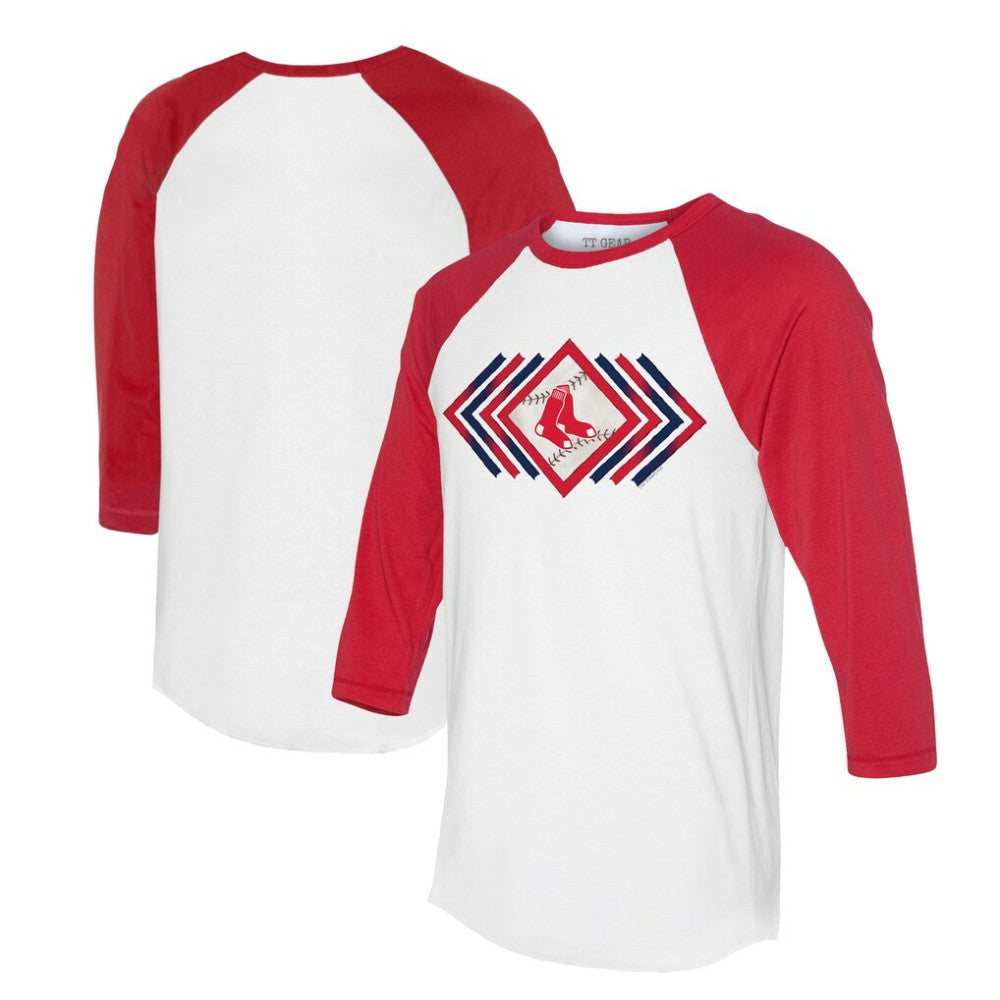 Boston Red Sox Tiny Turnip Women's Prism Arrows 3/4-Sleeve Raglan T-Shirt - White - MLB Online