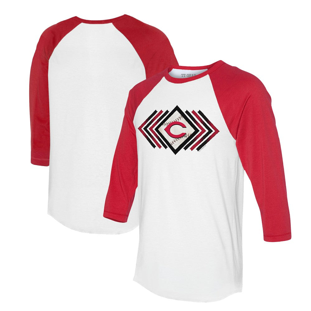 Cincinnati Reds Tiny Turnip Women's Prism Arrows 3/4-Sleeve Raglan T-Shirt - White - MLB Online