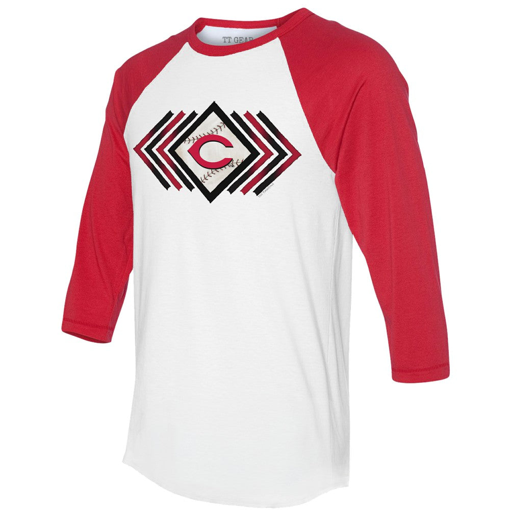 Cincinnati Reds Tiny Turnip Women's Prism Arrows 3/4-Sleeve Raglan T-Shirt - White - MLB Online