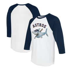 Houston Astros Tiny Turnip Women's Shark 3/4-Sleeve Raglan T-Shirt - White/Navy - MLB Discount