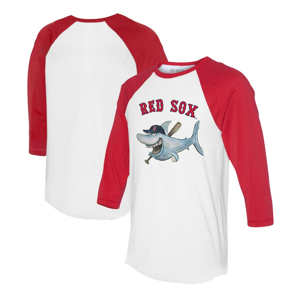 Boston Red Sox Tiny Turnip Women's Shark 3/4-Sleeve Raglan T-Shirt - White/Red - MLB on Sale