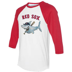 Boston Red Sox Tiny Turnip Women's Shark 3/4-Sleeve Raglan T-Shirt - White/Red - MLB on Sale