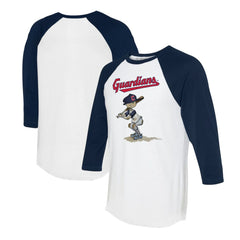 Cleveland Guardians Tiny Turnip Women's Slugger 3/4-Sleeve Raglan T-Shirt - White/Navy - MLB Sale
