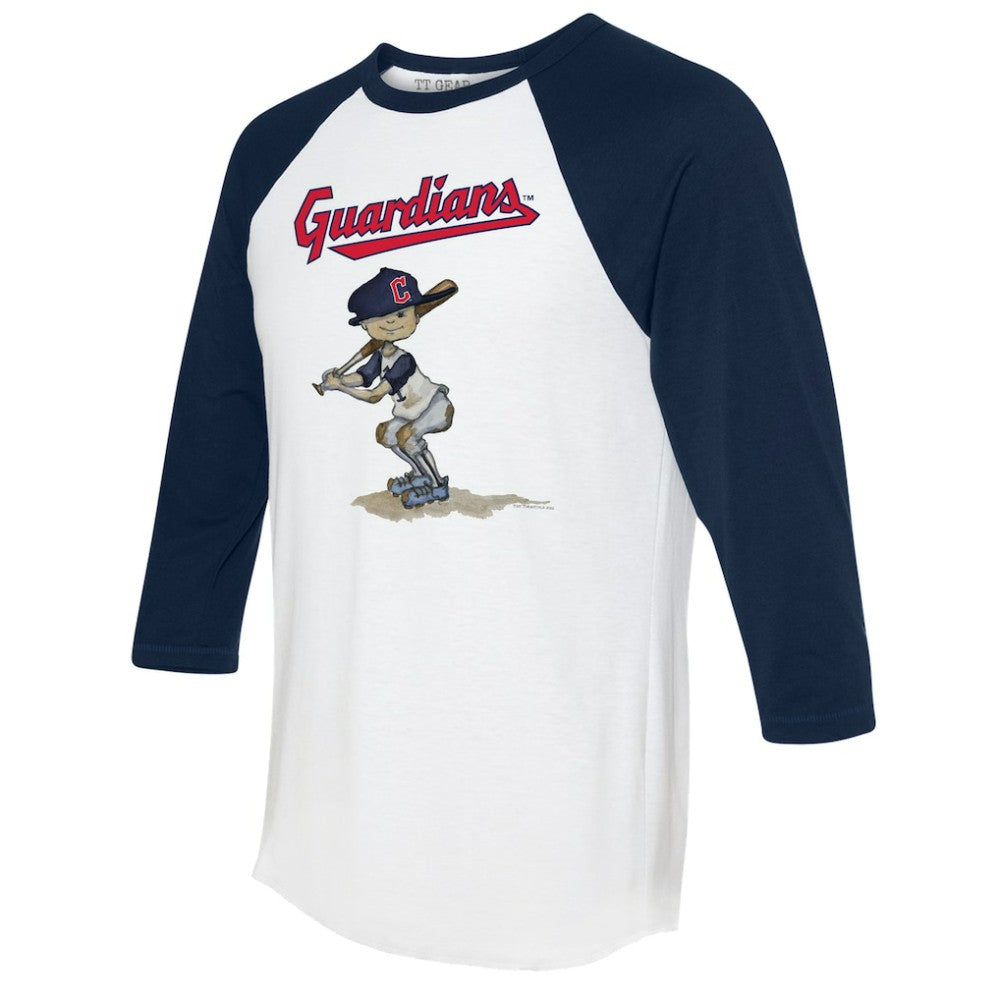 Cleveland Guardians Tiny Turnip Women's Slugger 3/4-Sleeve Raglan T-Shirt - White/Navy - MLB Sale