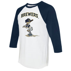 Milwaukee Brewers Tiny Turnip Women's Slugger 3/4-Sleeve Raglan T-Shirt - White/Navy - MLB on Sale