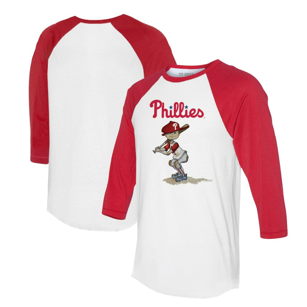 Philadelphia Phillies Tiny Turnip Women's Slugger 3/4-Sleeve Raglan T-Shirt - White/Red - MLB Online