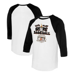 Baltimore Orioles Tiny Turnip Women's Smores 3/4-Sleeve Raglan T-Shirt - White/Black - MLB Lifestyle