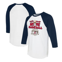 Cleveland Guardians Tiny Turnip Women's Smores 3/4-Sleeve Raglan T-Shirt - White/Navy - MLB on Sale