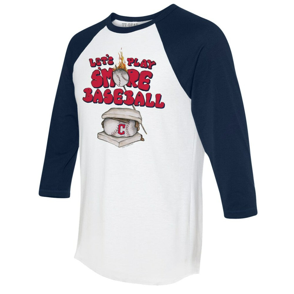 Cleveland Guardians Tiny Turnip Women's Smores 3/4-Sleeve Raglan T-Shirt - White/Navy - MLB on Sale