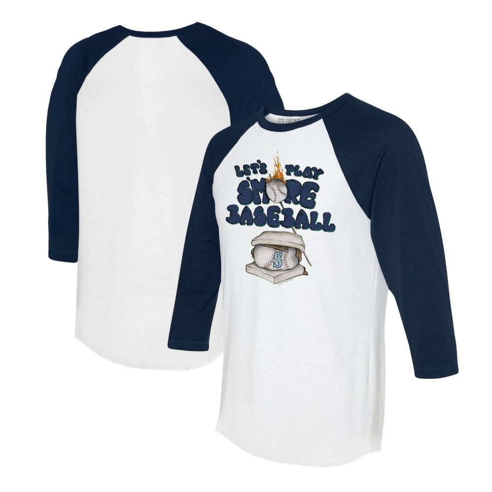 Seattle Mariners Tiny Turnip Women's Smores 3/4-Sleeve Raglan T-Shirt - White/Navy - MLB Lifestyle