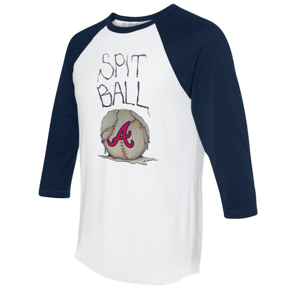 Atlanta Braves Tiny Turnip Women's Spit Ball 3/4-Sleeve Raglan T-Shirt - White/Navy - MLB on Sale