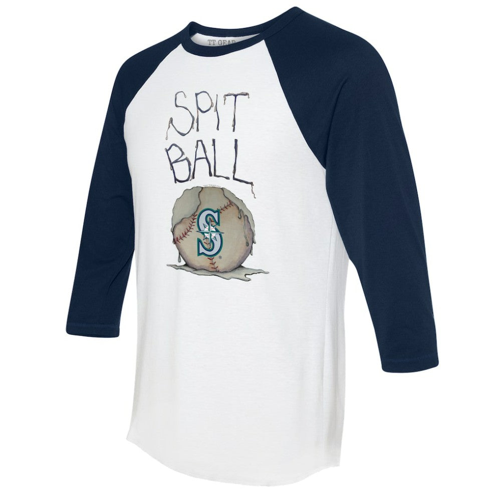 Seattle Mariners Tiny Turnip Women's Spit Ball 3/4-Sleeve Raglan T-Shirt - White/Navy - MLB Sale