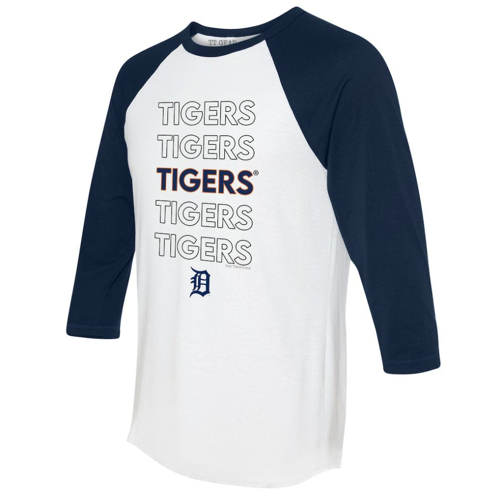 Detroit Tigers Tiny Turnip Women's Stacked 3/4-Sleeve Raglan T-Shirt - White/Navy - MLB Online
