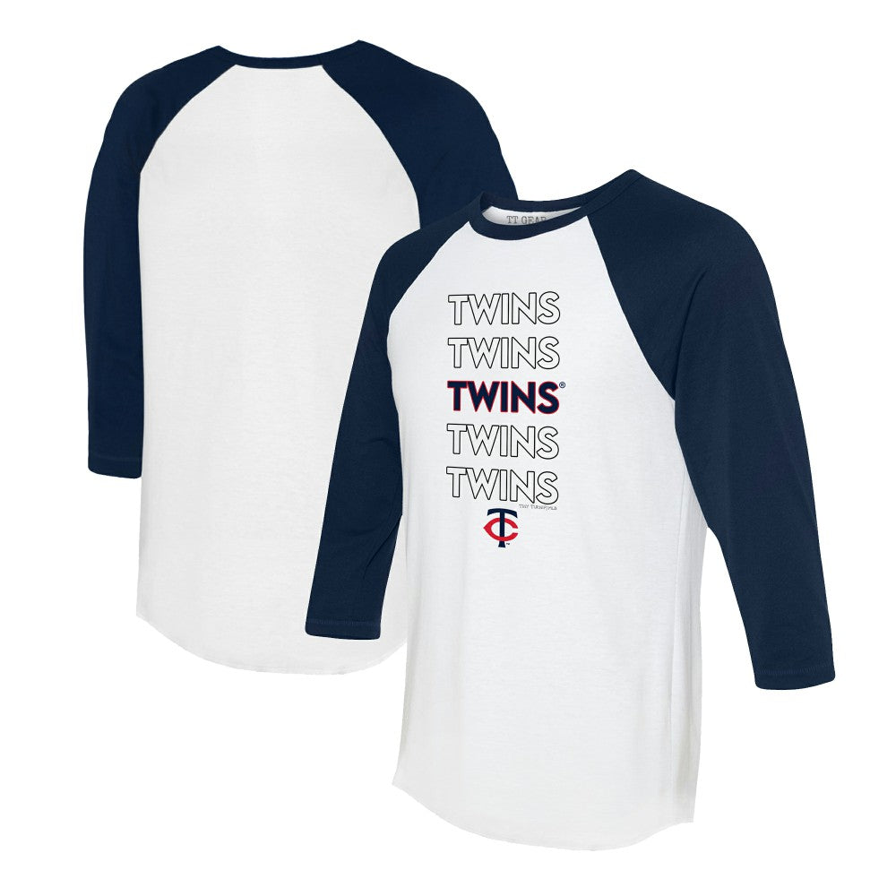 Minnesota Twins Tiny Turnip Women's Stacked 3/4-Sleeve Raglan T-Shirt - White/Navy - MLB Online