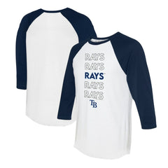 Tampa Bay Rays Tiny Turnip Women's Stacked 3/4-Sleeve Raglan T-Shirt - White/Navy - MLB Online