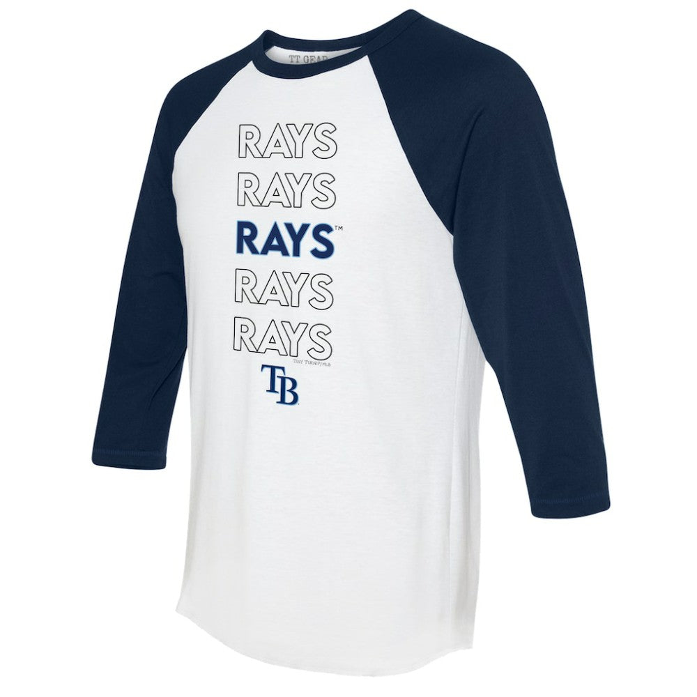 Tampa Bay Rays Tiny Turnip Women's Stacked 3/4-Sleeve Raglan T-Shirt - White/Navy - MLB Online