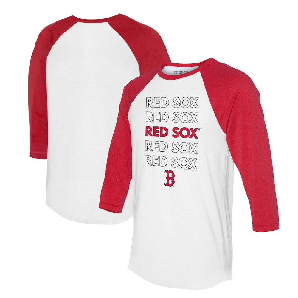 Boston Red Sox Tiny Turnip Unisex Stacked 3/4-Sleeve Raglan T-Shirt - White/Red - MLB Online