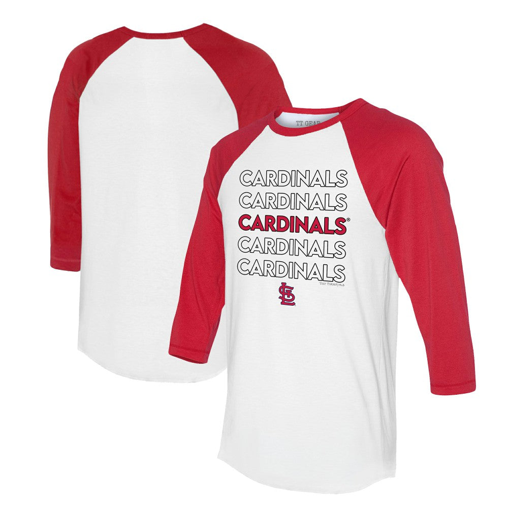 St. Louis Cardinals Tiny Turnip Unisex Stacked 3/4-Sleeve Raglan T-Shirt - White/Red - MLB Lifestyle